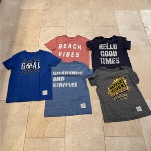 Kids Graphic T-Shirts - Blue, Red, Gray - Set of 5